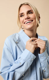 Bronte Blue Embellished ShirtShirtsEmbellished ShirtLittle Mistress