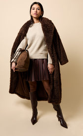 Jolie Chocolate Faux Fur CoatCoats & JacketsFaux Fur CoatLittle Mistress