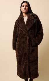 Jolie Chocolate Faux Fur CoatCoats & JacketsFaux Fur CoatLittle Mistress