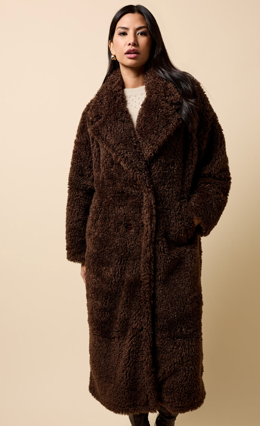 Jolie Chocolate Faux Fur Coat