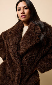 Jolie Chocolate Faux Fur CoatCoats & JacketsFaux Fur CoatLittle Mistress