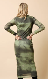 Isolde Khaki Print Keyhole Midaxi DressDressesKeyhole DressLittle Mistress