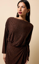 Lysandra Chocolate Animal Texture Gem Wrap Midaxi DressDressesDressesLittle Mistress