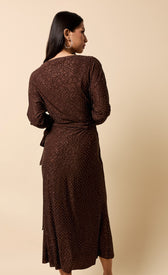 Lysandra Chocolate Animal Texture Gem Wrap Midaxi DressDressesDressesLittle Mistress