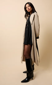 Katya Camel PU Contrast Trim Trench CoatCoats & JacketsTrench CoatLittle Mistress