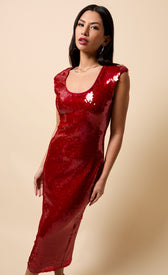 Rhea Red Sequin Midaxi DressDressesSequin DressLittle Mistress