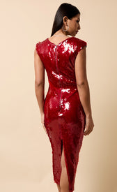 Rhea Red Sequin Midaxi DressDressesSequin DressLittle Mistress