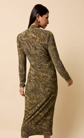 Seraphine Gold Print Lurex Midaxi DressDressesMidaxi DressLittle Mistress