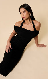 Siena Black Mesh Gem Detail Bardot Midaxi DressDressesMidaxi DressLittle Mistress