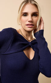Fallon Navy Knitted Keyhole Midaxi DressDressesDressesLittle Mistress