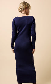 Fallon Navy Knitted Keyhole Midaxi DressDressesDressesLittle Mistress
