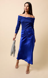 Cobalt Blue Knot Detail Bardot JumperSweatersBardot JumperLittle Mistress