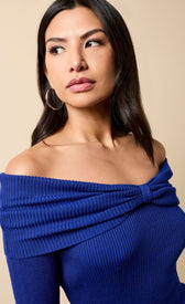 Cobalt Blue Knot Detail Bardot JumperSweatersBardot JumperLittle Mistress