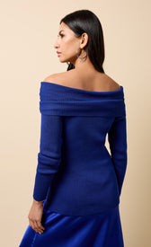 Cobalt Blue Knot Detail Bardot JumperSweatersBardot JumperLittle Mistress