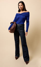 Cobalt Blue Knot Detail Bardot JumperSweatersBardot JumperLittle Mistress