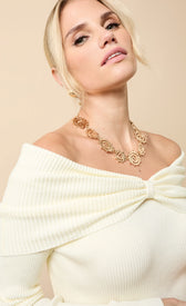 Faye Cream Knot Detail Bardot JumperSweatersJumpers & CardigansLittle Mistress