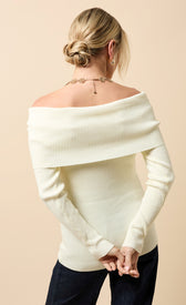 Faye Cream Knot Detail Bardot JumperSweatersJumpers & CardigansLittle Mistress