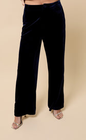 Giselle Navy Velvet TrousersTrousersTrousersLittle Mistress