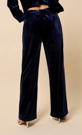 Giselle Navy Velvet TrousersTrousersTrousersLittle Mistress