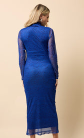 Ilona Blue Mesh Print Midaxi DressDressesDressesLittle Mistress