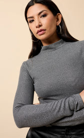 Beatrix Pewter Shimmer High Neck TopClothing TopsTops & BlousesLittle Mistress