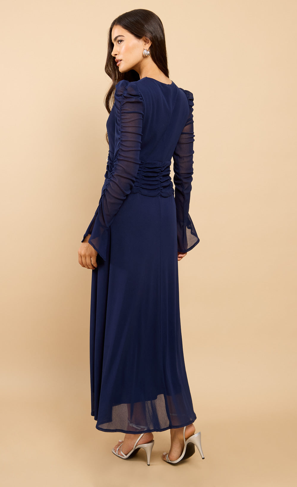 Juliette Navy Mesh Button Down Dress