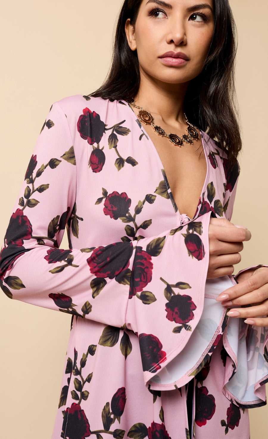 Naelle Multi Floral Print Tie Detail Top