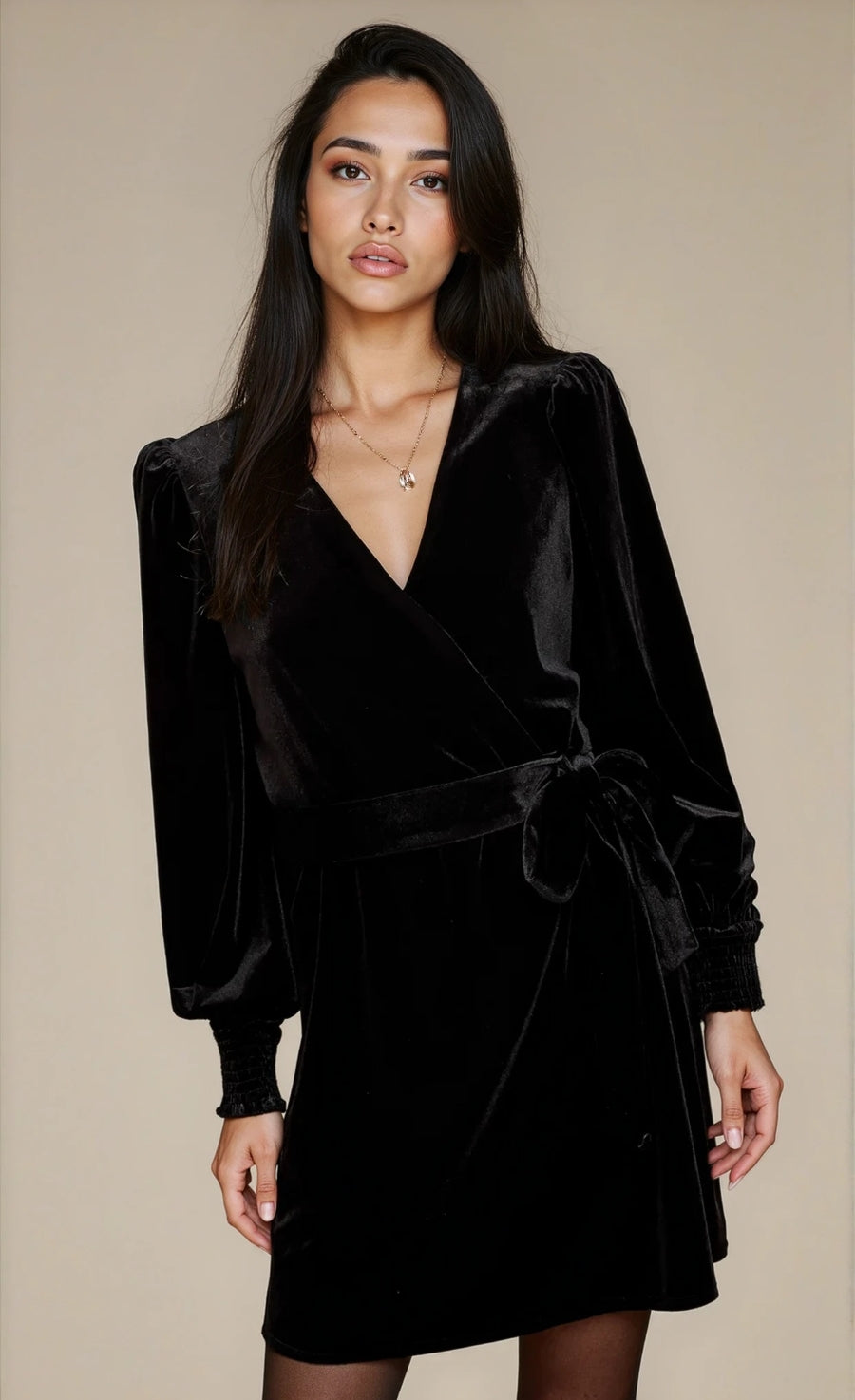 Black Velvet Wrap Mini Dress by Vicky Pattison