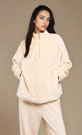 Cream Fleece Half Zip Jumper by Vicky PattisonSweatersHalf Zip Fleece JumperLittle Mistress