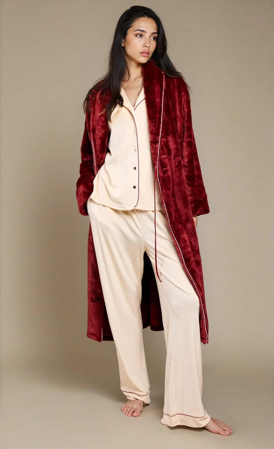 Burgundy Dressing Gown by Vicky Pattison