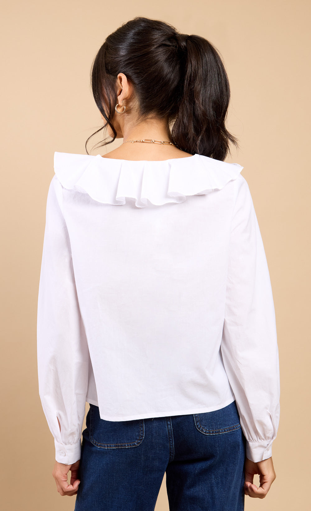 Cléa White Broderie Frill Top