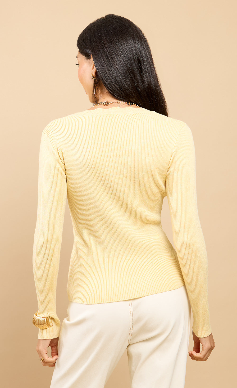 Floréal Lemon Scallop Knit Cardigan