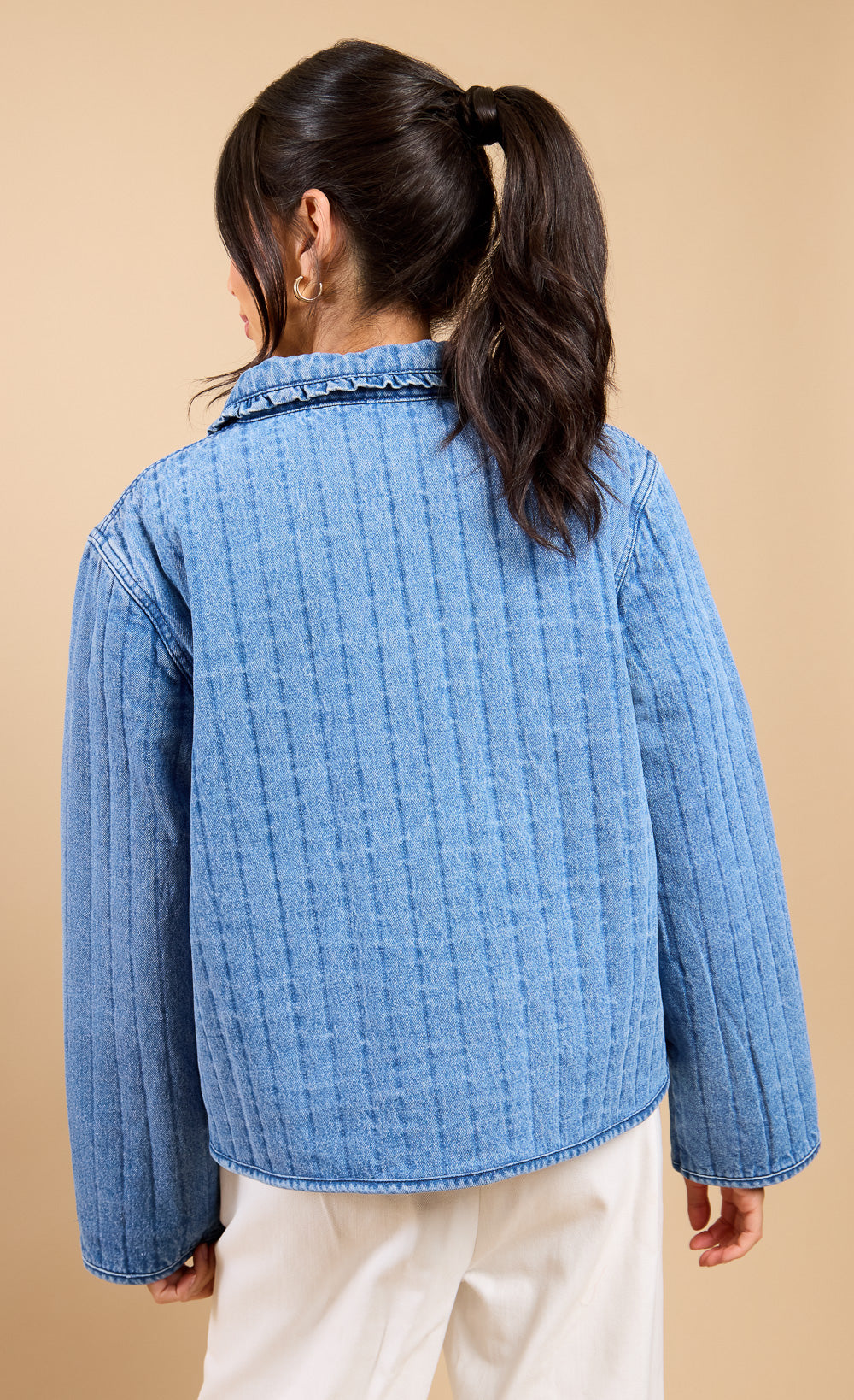 Rafaela Denim Quilted Tie Detail Jacket Vicky Pattison EDIT