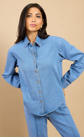 Xanthe Blue Denim Shirt Vicky Pattison EDITShirtsDenim ShirtLittle Mistress