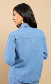 Xanthe Blue Denim Shirt Vicky Pattison EDITShirtsDenim ShirtLittle Mistress