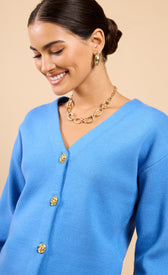 Yvaine Blue Button Detail Knit CardiganCardigansJumpers & CardigansLittle Mistress