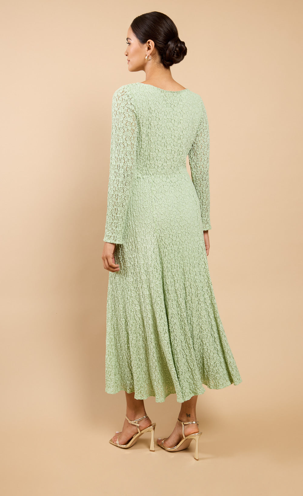 Chantelle Sage Green Textured Midaxi Dress