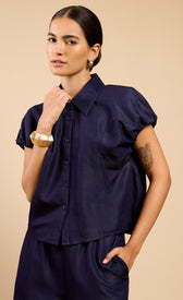 Cristalle Indigo Denim TopShirtsTops & BlousesLittle Mistress