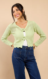 Alina Sage Crochet Rosette Detail CardiganCardigansJumpers & CardigansLittle Mistress