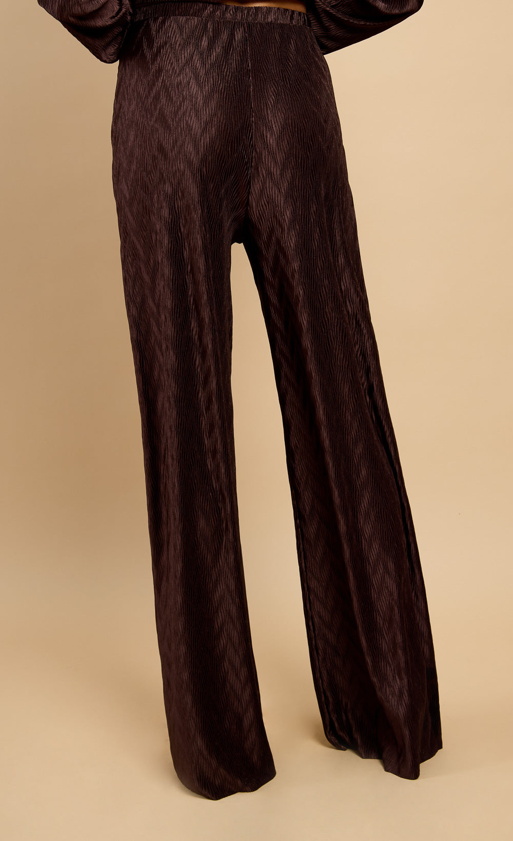 Kalista Brown Plisse Wide Leg Trousers  Vicky Pattison EDIT
