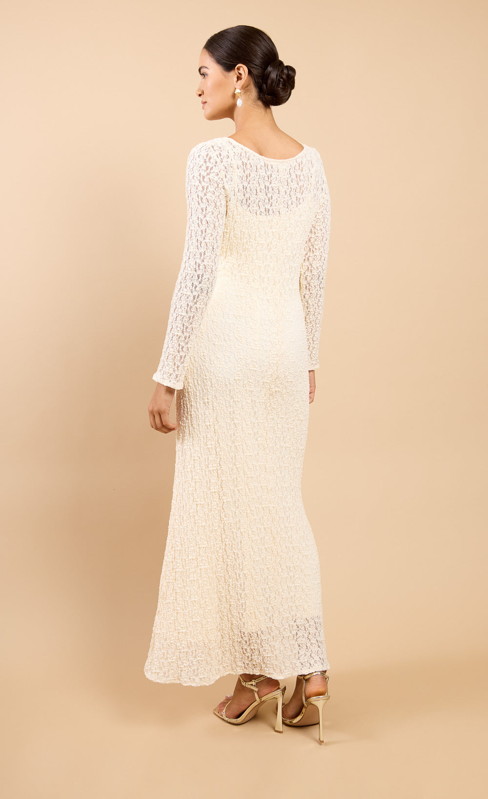 Laelia Cream Textured Midaxi Dress