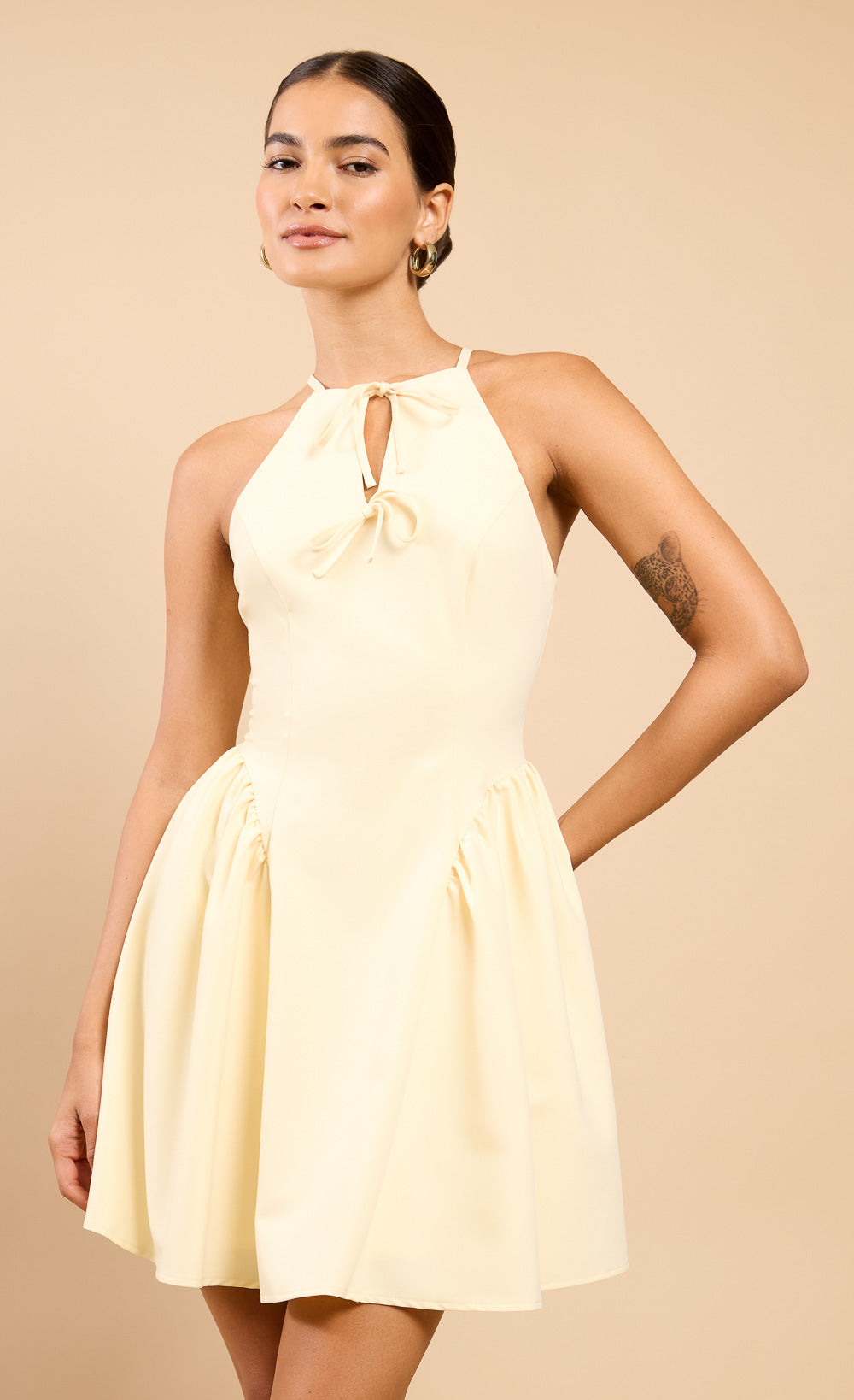 Lavinia Lemon Tie Detail Mini Dress