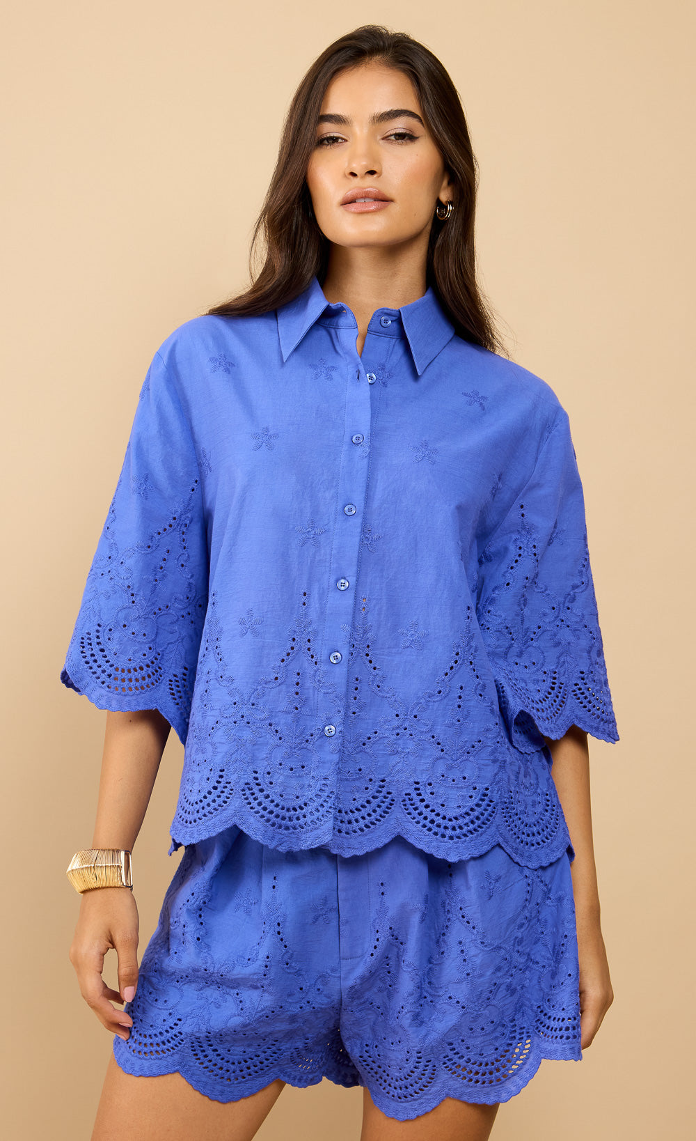 Avelin Blue Embroidered ShirtShirtsTops & BlousesLittle Mistress