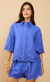 Avelin Blue Embroidered ShirtShirtsTops & BlousesLittle Mistress