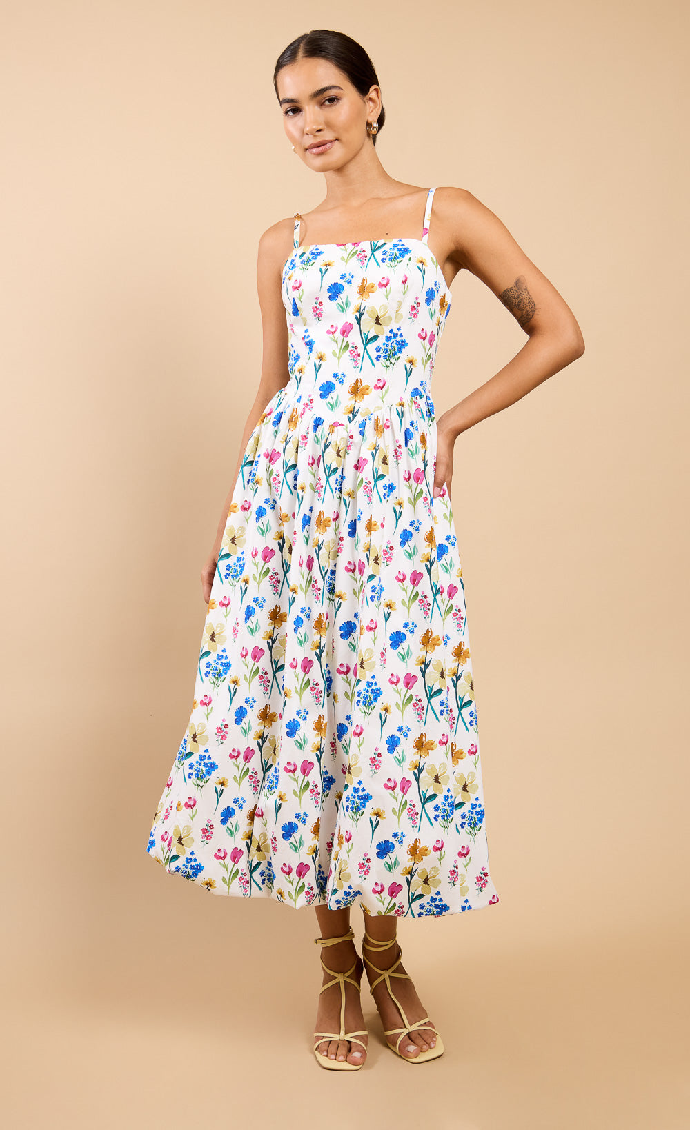 Leonora Floral Print Balloon Hem Midaxi Dress Vicky Pattison EDIT