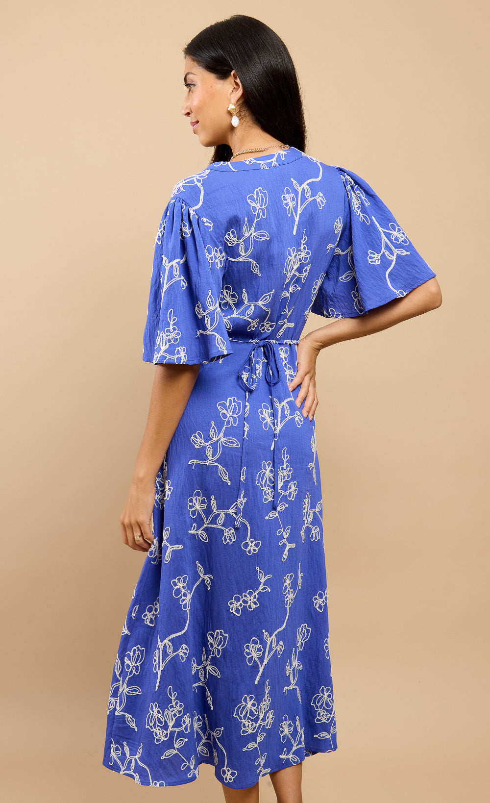 Lissandra Blue Embroidered Midaxi Dress