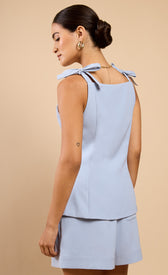 Lorielle Pale Blue Tie Strap WaistcoatVestsTops & BlousesLittle Mistress