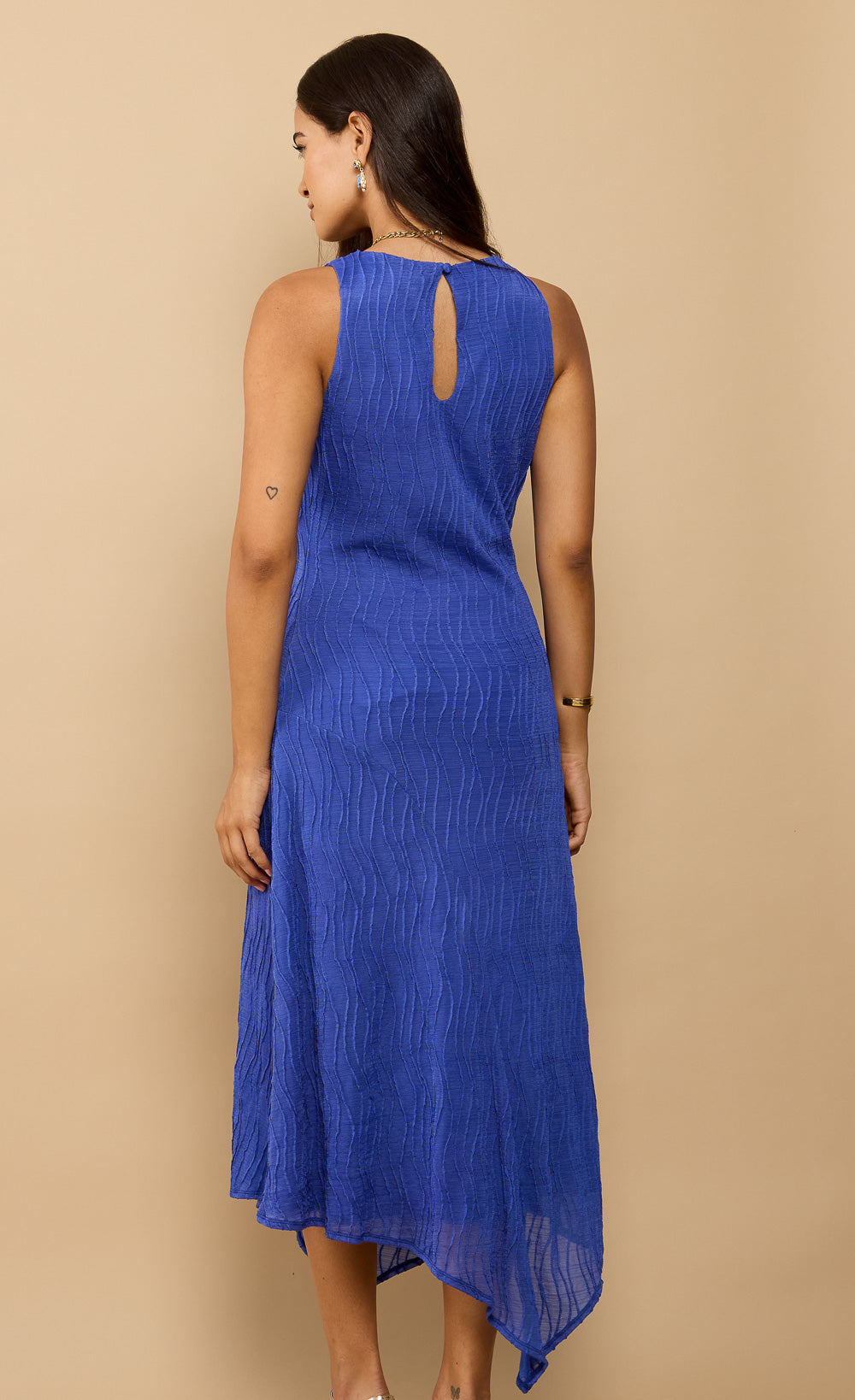 Melina Blue Textured Midaxi Dress