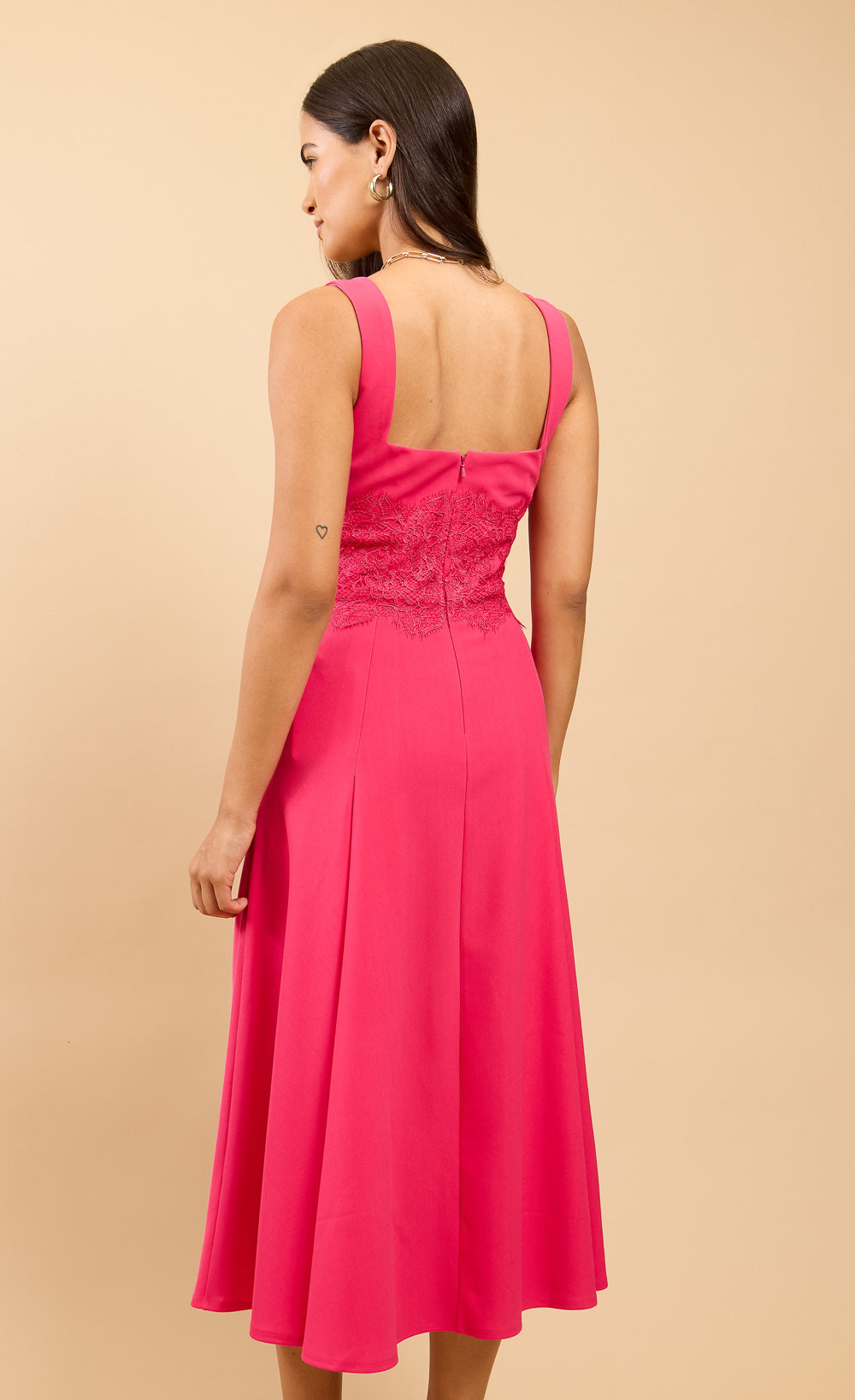 Orelia Pink Lace Detail Midaxi Dress