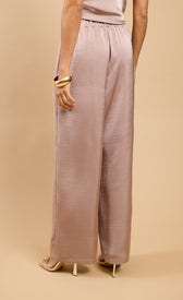 Saphine Mink Satin Wide Leg TrousersTrousersSatin TrouserLittle Mistress